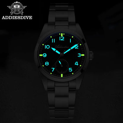 ADDIESDIVE 36mm Men's Quartz VH60 Watch BGW9 Luminous Bubble Mirror Pot Cover Glass 10Bar Waterproof Stainless Steel Watch
