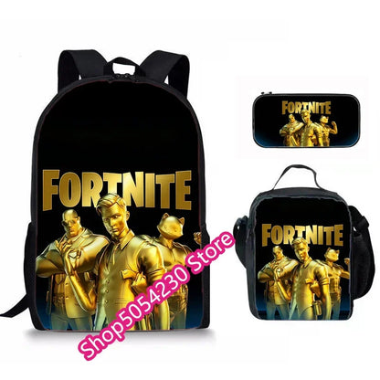 Fortnite 3PCS Backpack for Boys Victory Game 16 Inch Water Resistant Preschool Knapsack Cool Elementary School Backpacks