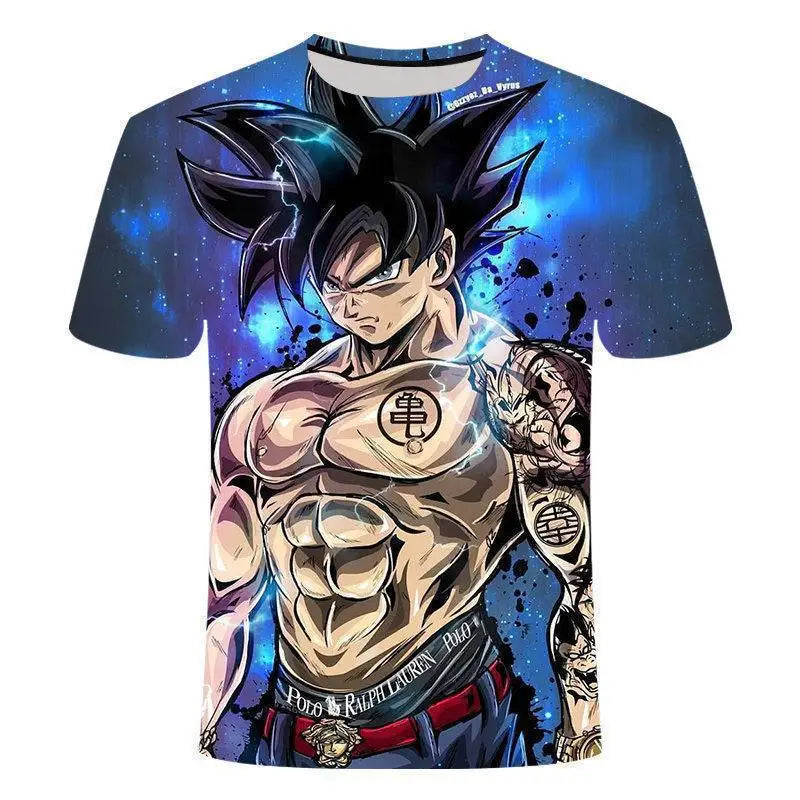 Dragon Ball -T-paita Lasten 3D-T-paita Muoti Lasten poikien lyhythihainen pyöreäkaulainen vapaa-ajan anime Super Saiya Wukong