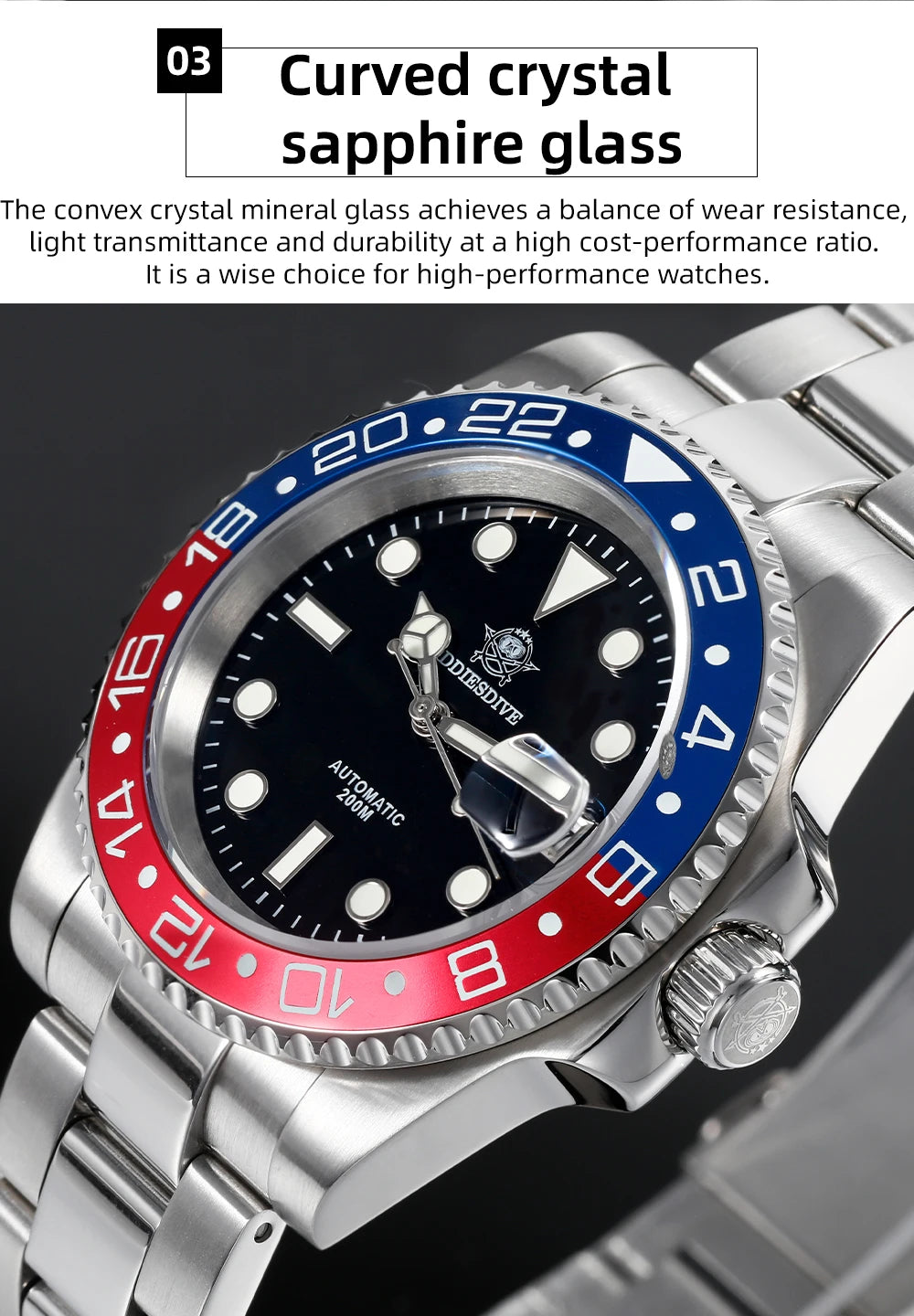 ADDIESDIVE 2025 New Men's Business Watch 200m Water Resistant 8215 Automatic Mechanical Watch Sapphire Crystal Luminous Watch