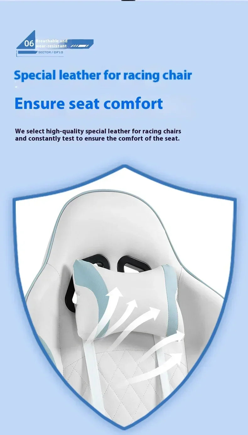 Ergonomic Racing Gaming Chair with Footrest, Reclining PU Leather Gaming Chair for Home Office, Computer Desk & Living Room