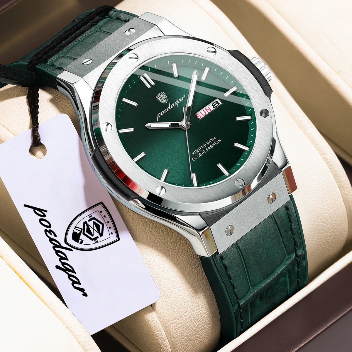 Orologio da uomo POEDAGAR – Modello originale, stile professionale, impermeabile, cinturino in silicone, indicazione di data e giorno, movimento al quarzo, orologio di lusso alla moda.