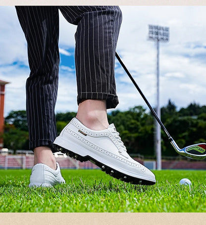 Professional Golf Shoes Men High-Quality Leather Breathable Sports Shoes Golf Competition Training Shoes Plus Size Shoes 39-47#