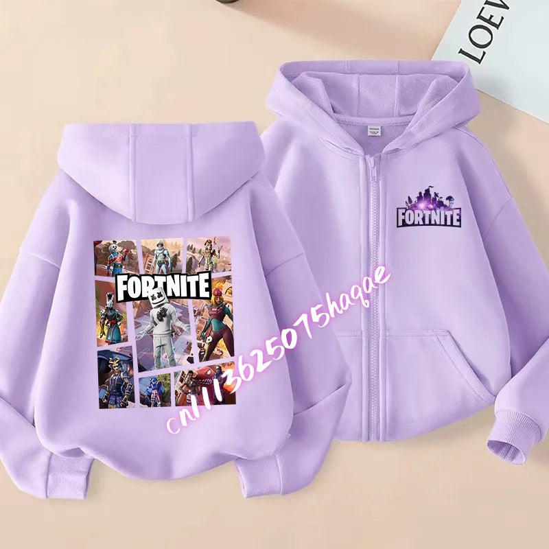 Kid Outdoor Jacket Cartoon Fortnite Girl Boy Sweatshirt Coat High-Quality Thin Windbreaker Girl Autumn Zip Jacket Clothing Tops