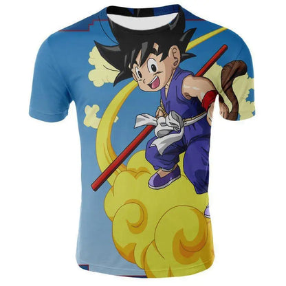 Dragon Ball -T-paita Lasten 3D-T-paita Muoti Lasten poikien lyhythihainen pyöreäkaulainen vapaa-ajan anime Super Saiya Wukong