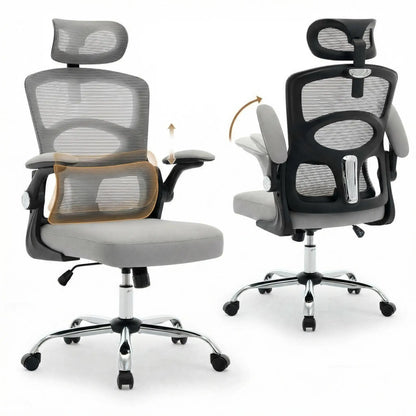Ergonomic High Back Office Chair with Adjustable Headrest, Lumbar Support, Mesh Computer Gaming Chair, 360° Swivel Rolling Desk Chair