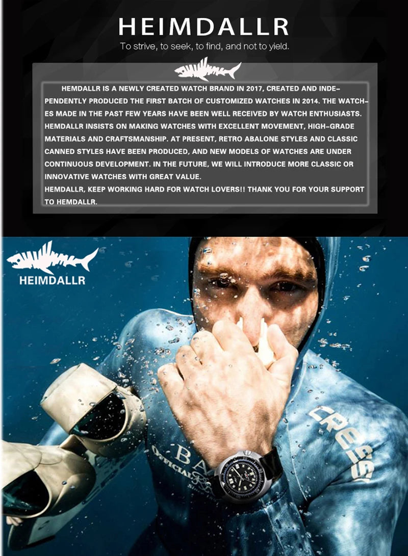 HEIMDALLR Turtle Mechanical Watch Men Captain Willard Watch Sapphire Crystal C3 Luminous NH35 Automatic Steel 200M Dive Watches