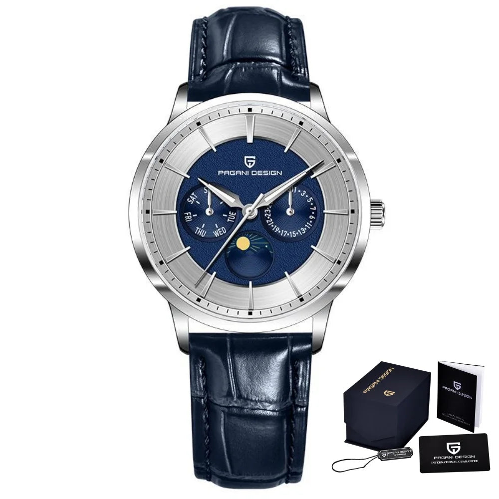 Pagani Design 40mm Multifunctional Men's Quartz Watch Japan Movt Moon Phase 100m Waterproof Sapphire Glass Wristwatches For Man