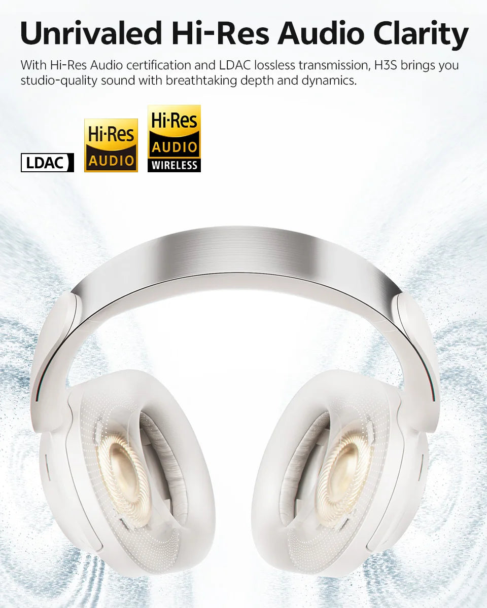 QCY H3S ANC Over-Ear Headphones Bluetooth 6.0 – Hi-Res LDAC Spatial Audio, -56dB Adaptive Noise Cancelling Wireless Headset