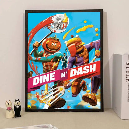 Poster de Jogo F-Fortnite Surpresa — Decoração de Casa, Quadro de Parede para Escritório e Sala de Estar