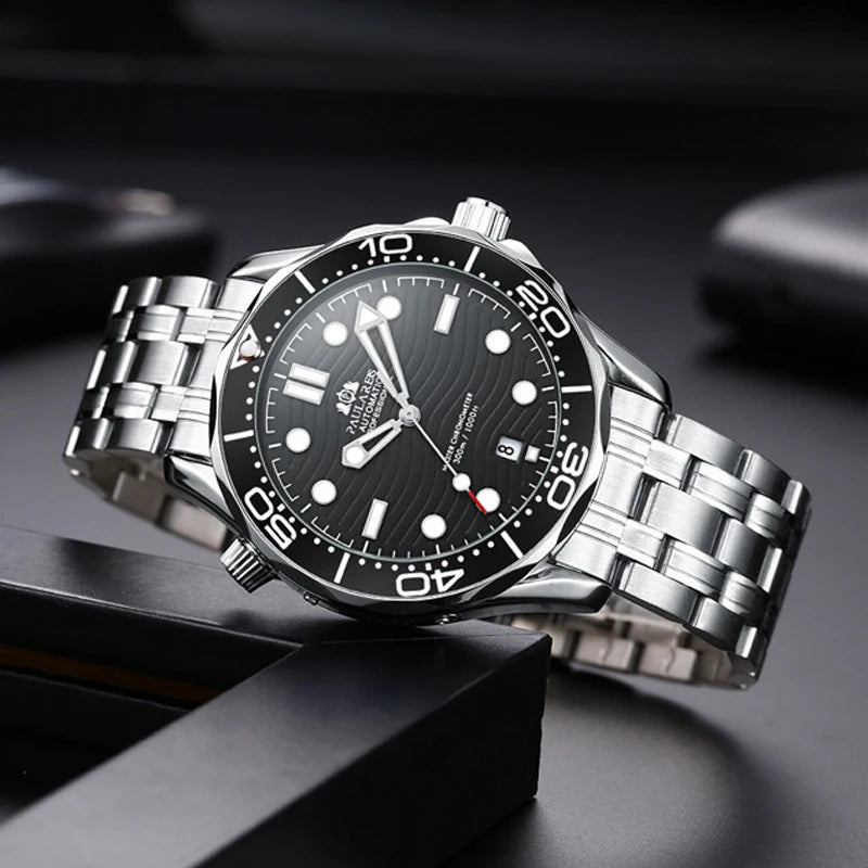 Luxury Automatic Watch for Men Stainless Steel Waterproof Calendar Mechanical Watches Fashion Casual Mens Watches Reloj Hombre