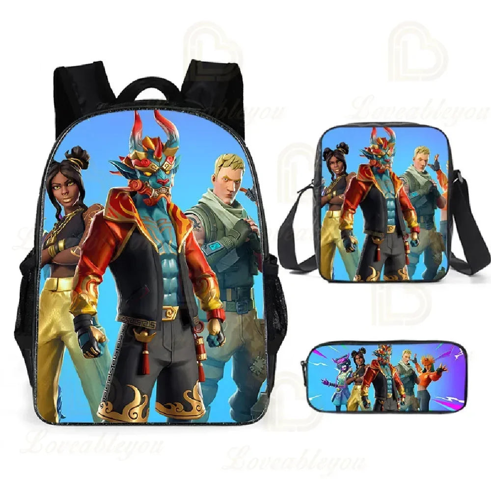 F-FORTNITE Battle Games Backpack for Children School Bag Boys Girls Primary Crossbody Pencil Case Kids Toddler Backpack