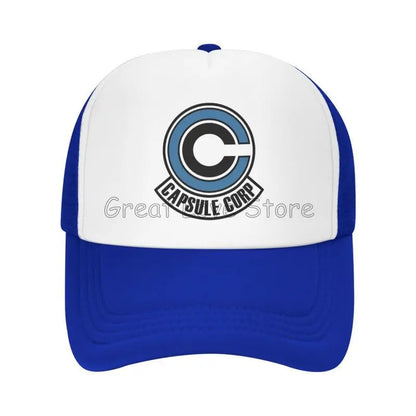 Capsule Corp Mesh-Baseballkappen Unisex-Hip-Hop-Trucker-Cap Anime DBZ Dad-Cap Verstellbare Rennkappe Sommer-Trucker-Snapback-Kappen