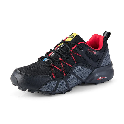 Męskie buty turystyczne – buty sportowe do terenów o zróżnicowanym ukształtowaniu terenu, z oddychającą siateczką, antypoślizgowe, odporne na zużycie – buty turystyczne i rowerowe