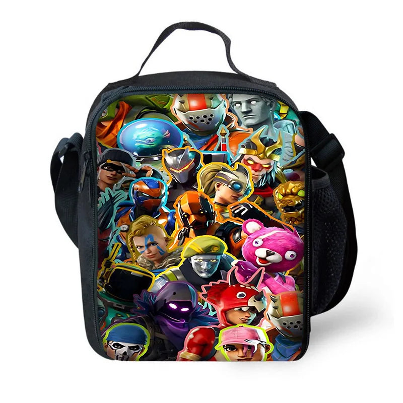 Child Hot Game Fortnite Insulated Large Capacity Bag for Boy Girl Student Outdoor Picnic Reusable Thermal Cooler Lunch Box
