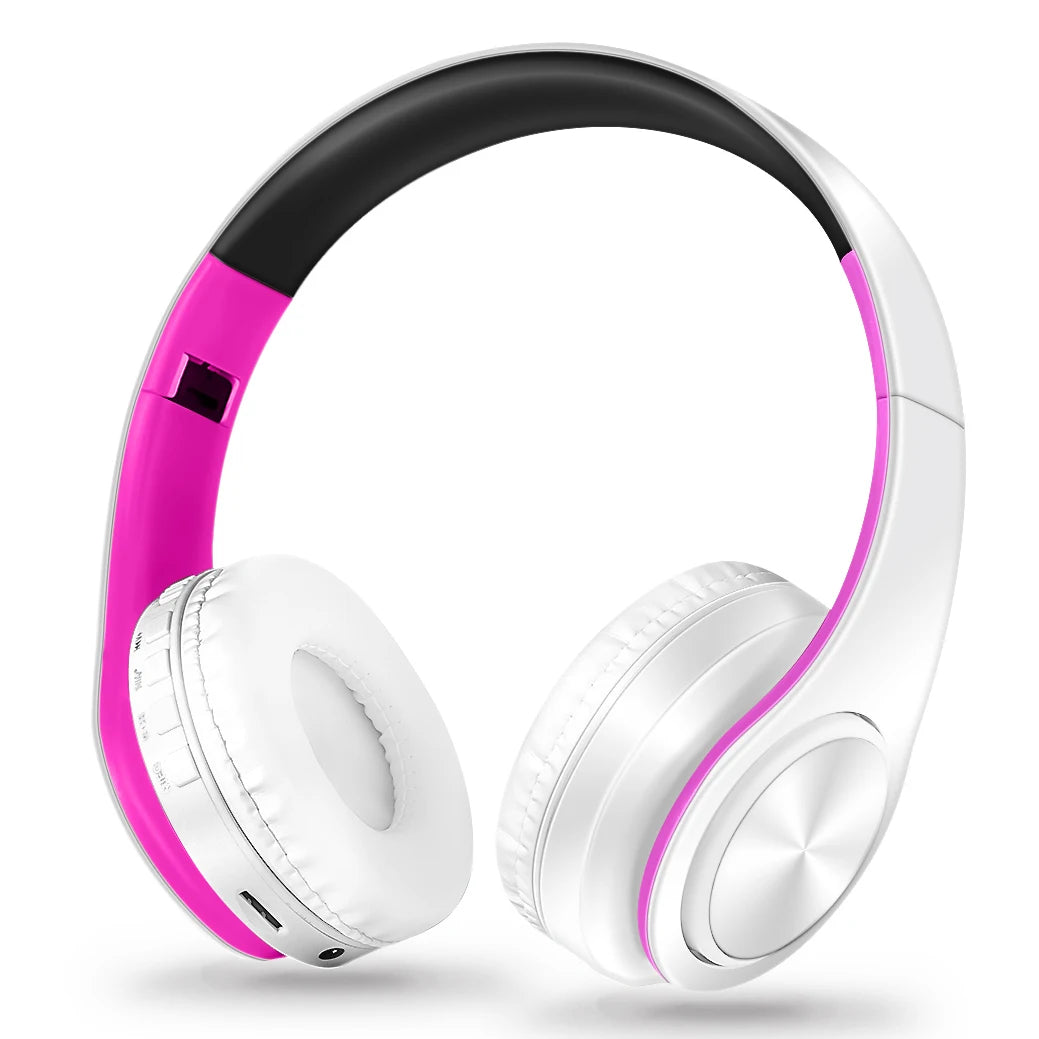 Casque Bluetooth pliable supra-auriculaire avec microphone sans fil, prise en charge de la carte TF pour la musique et les appels téléphoniques (V5.3)