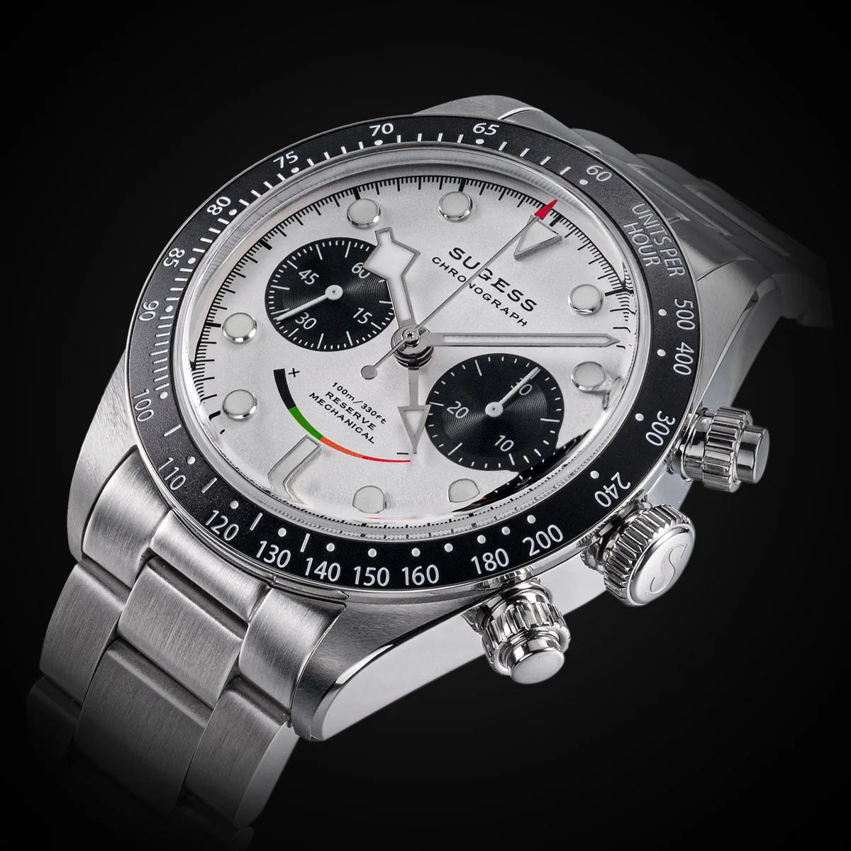 Sugess Chronograph Watch for Mens ST1907 Movement Mechanical Sapphire Crystal Wristwatches Waterproof Pilot Air Force Clock S475