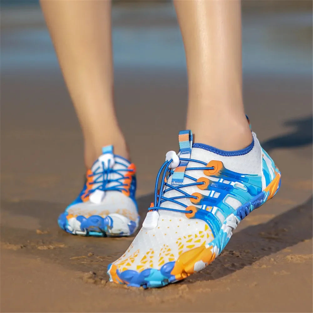 Men's and women's water shoes, upstream wading swimming barefoot five-finger aqua shoes, colorful beach seaside light unisex sneakers new