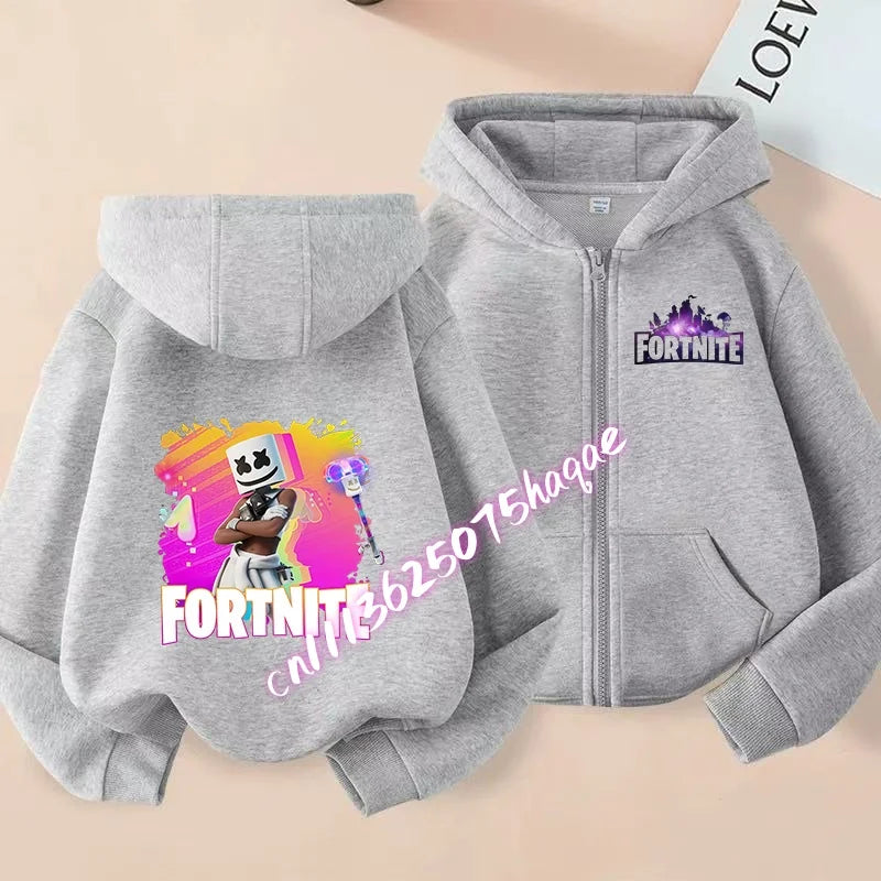 Kid Outdoor Jacket Cartoon Fortnite Girl Boy Sweatshirt Coat High-Quality Thin Windbreaker Girl Autumn Zip Jacket Clothing Tops
