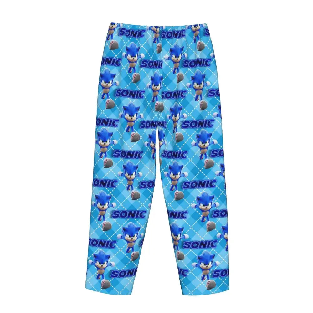 Custom Women Soniced Pajama Pants Printed Hedgehog Game Sleep Sleepwear Bottoms with Pockets