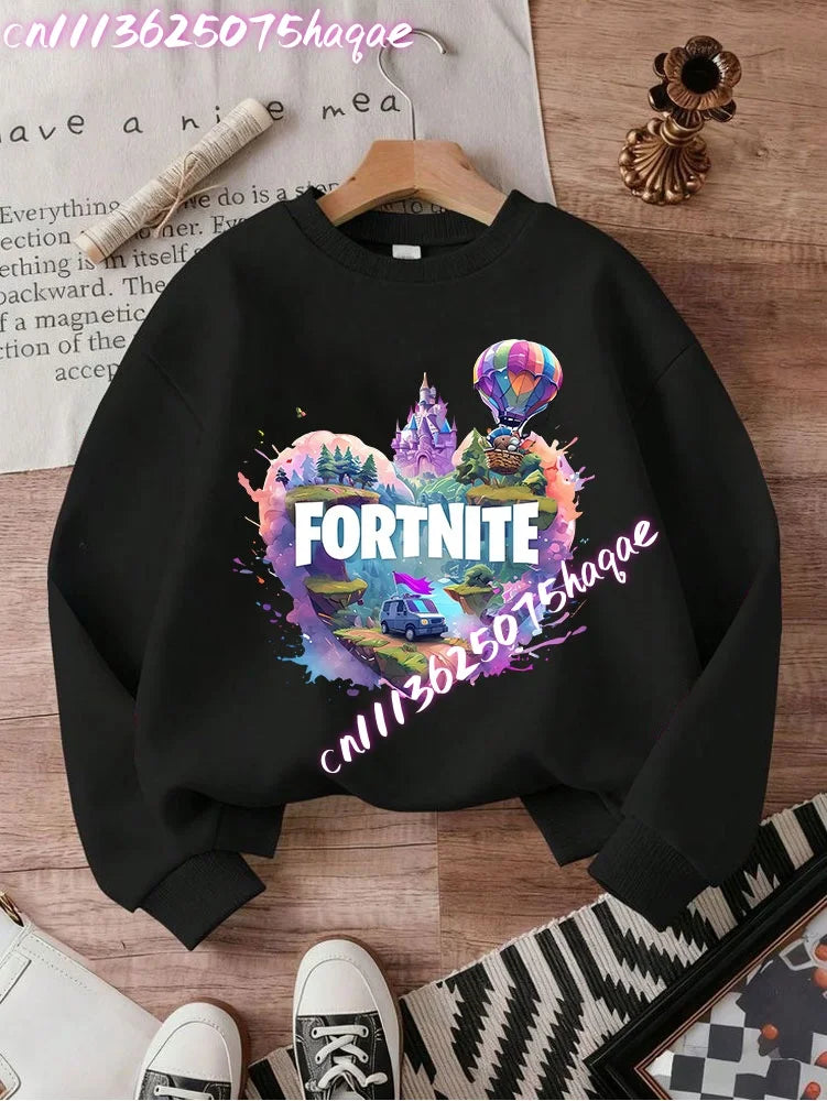 Fortnite Series Kids Sweatshirts Trendy Boys Girl Long Sleeves Pullover Tops Autumn Winter Cartoon Child Clothes Birthday Gifts