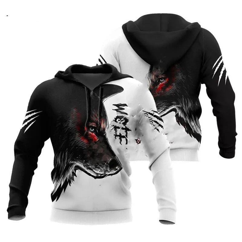 Fashion Autumn Lion, Wolf Hoodies White Tiger Skin 3D All Over Printed Men's Sweatshirt Unisex Zip Pullover Casual Jacket