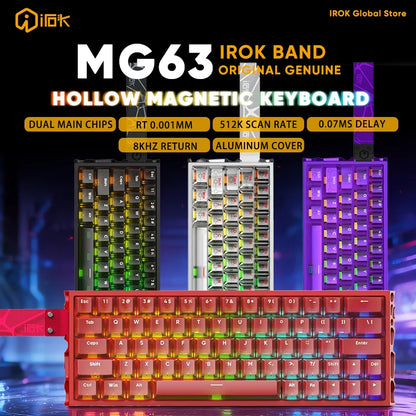 IROK MG63 Hollow Aluminium Gaming Magnetic Mechanical Keyboard 60% RT 0.001mm 8KHz 0.07ms 512K RGB Hot Swap Wired Gamer Keyboard