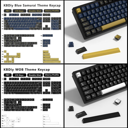KBDiy GMK WOB Keycap Cherry Profile Double Shot PBT ISO 7u Black and White Keycaps For Mechanical Keyboard Retro Gaming Key Cap