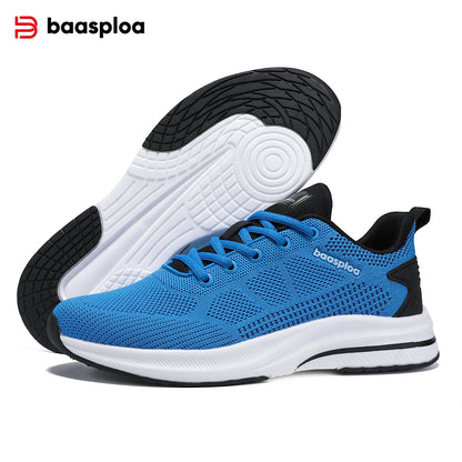 Baasploa Herren-Laufschuhe – Marke: Casual, leichte Designer-Jogging-Schuhe aus Mesh für Herren, atmungsaktive Sport- und Wanderschuhe mit Schnürung