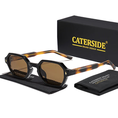 CATERDIDE Retro Polygonal Men Sunglasses Personalized Design Square Frame Sun Glasses for Women Parties Travel Holidays Glasses