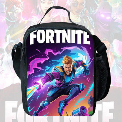 Fortnite Cartoon Lunch Bag for Boys Girls Unisex Reusable Insulated Lunch Box Portable Handbag Large Capacity for School Picnic