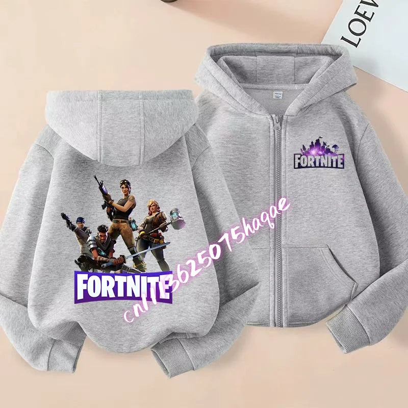 Kid Outdoor Jacket Cartoon Fortnite Girl Boy Sweatshirt Coat High-Quality Thin Windbreaker Girl Autumn Zip Jacket Clothing Tops