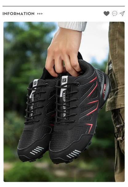 2025 New Men Hiking Shoes Outdoor Waterproof Sports Shoes Comfortable Leather Hiking Training Boots Large Size Tactical Shoe Men