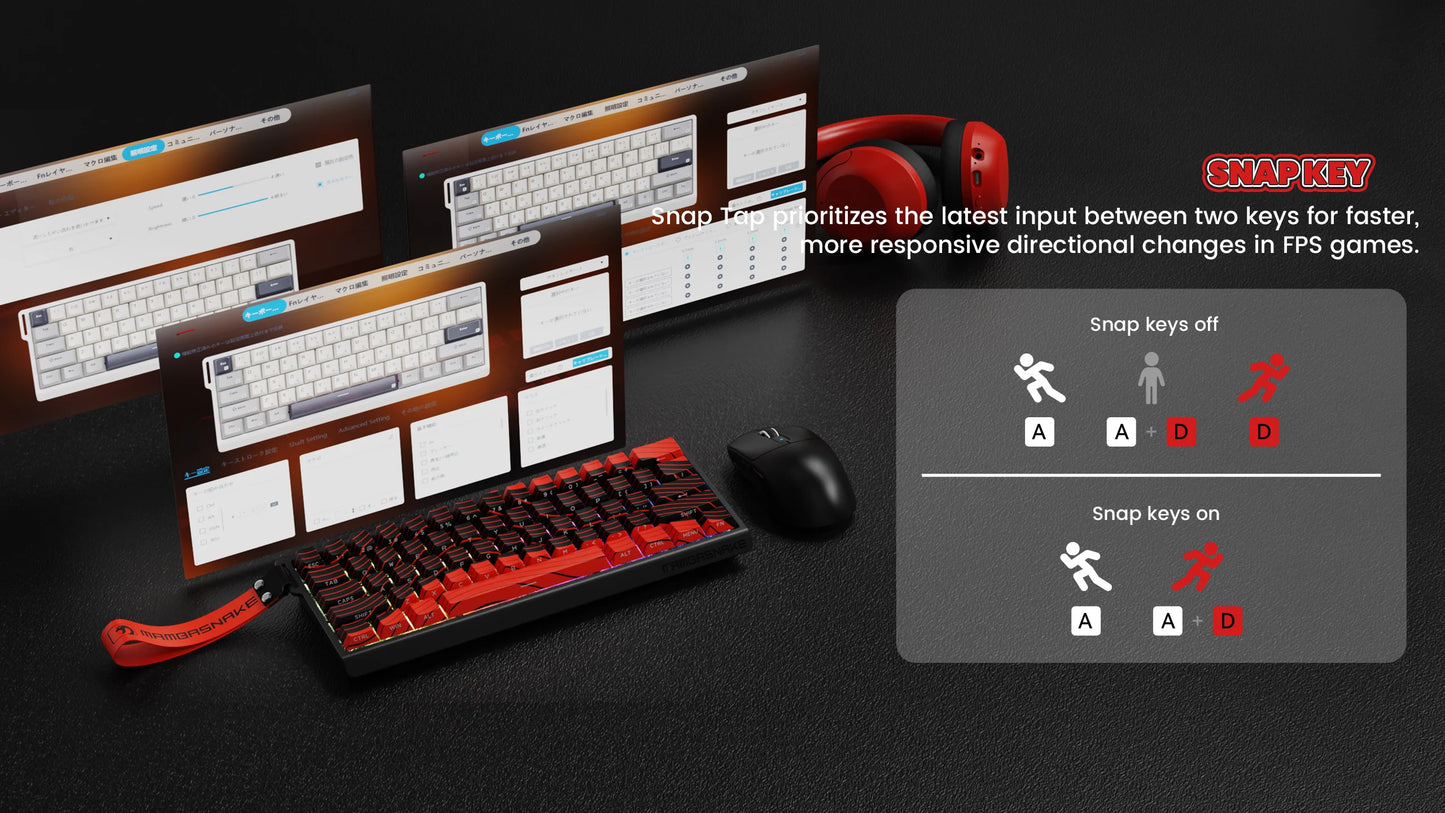 ATTACK SHARK x MAMBASNAKE X60 HE 8K Rapid Trigger Keyboard Magnetic Switch, Tri-Mode Connection, 0.01mm Rapid Trigger Accuracy