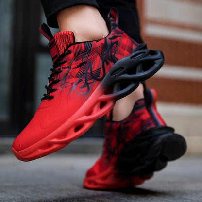 Men's Running Shoes Mesh Breathable Flat Cushioning Soft Comfortable Sneakers Outdoor Gym Trendy Casual Jogging Shoes for Men