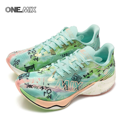 ONEMIX Nowe buty do biegania maratońskiego z podeszwą z nylonu i włókna węglowego – amortyzujące, profesjonalne, zapewniające stabilne wsparcie, ultralekkie, z doskonałym odbiciem