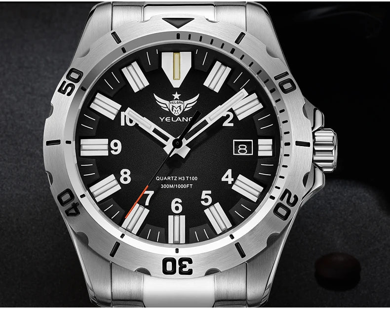 YELANG V1036 42mm Men Quartz Watch Luminous 10 Years Lithium Movement Rotated Dial 30ATM 300m Waterproof Military Style Watches