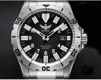 YELANG V1036 42mm Men Quartz Watch Luminous 10 Years Lithium Movement Rotated Dial 30ATM 300m Waterproof Military Style Watches