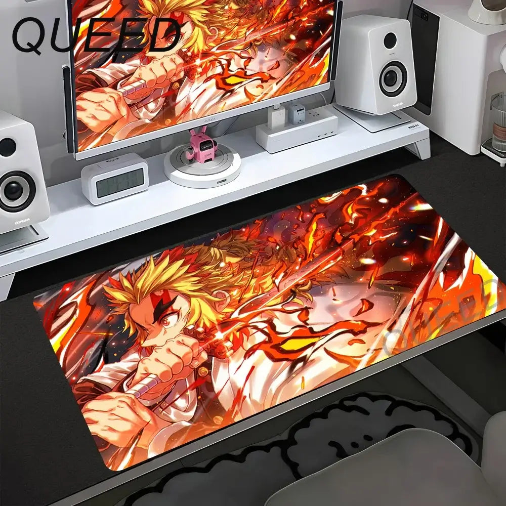 Computer Table Mat Keyboard Desk Pads Anime Mouse Pad Kawaii Girl Mousepad 900x400mm Rubber Non-slip Mouse Mats Demon Slayers XL
