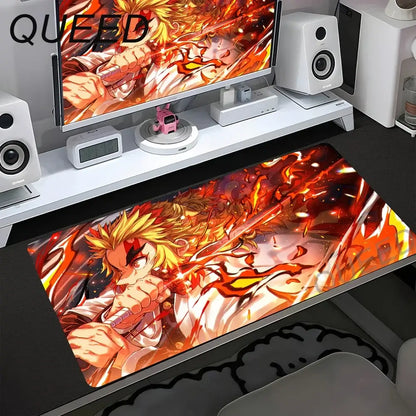 Computer Table Mat Keyboard Desk Pads Anime Mouse Pad Kawaii Girl Mousepad 900x400mm Rubber Non-slip Mouse Mats Demon Slayers XL