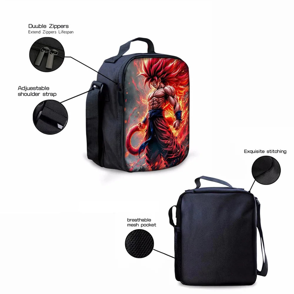 Dragon Ball 3Pcs/Set Backpacks Goku Vegeta Cartoon Print Lunch Bag Pencil Bags Student Casual School Bags Return To School Gift