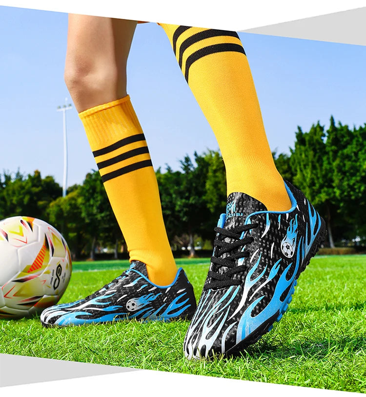 Chaussures de football professionnelles pour enfants et hommes, chaussures de sport à tige basse avec soutien de la cheville, pour jeunes, entraînement et matchs, antidérapantes et durables