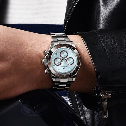 Chronografklocka för män från PAGANI DESIGN – Lyxig armbandsur med kvartsverk, självlysande och vattentät.