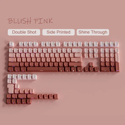 Novas Keycaps para Teclado Mecânico Gaming 60/64/84/98/108 com Switch MX, 135 Teclas OEM PBT, Gravação Lateral, Gradiente Vermelho e Preto