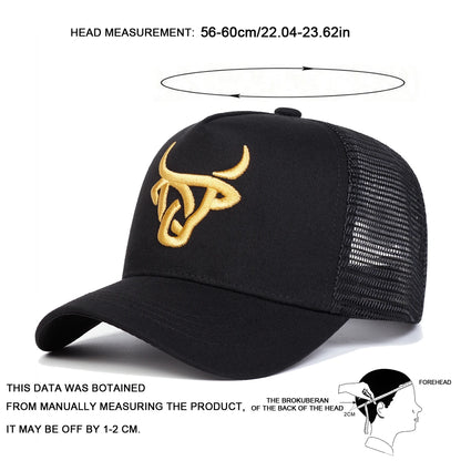 Cappellini da baseball unisex con ricamo a testa di bue, regolabili, casual, cappellini da esterno per la protezione solare in primavera e in estate