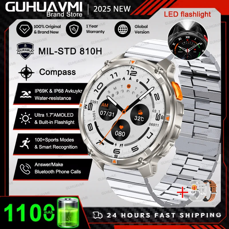New Original 1100mAh Battery Men Smart Watch Outdoor GPS 10ATM Waterproof Bluetooth Call Sport Smartwatch For Android IOS Phones