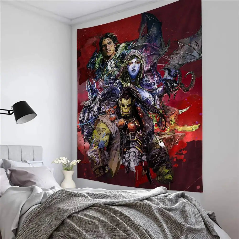 Hot Game World Of Warcraft Printed Large Wall Tapestry Cheap Hippie Wall Hanging Bohemian Wall Tapestries Mandala Home Decor