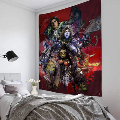 Hot Game World Of Warcraft Printed Large Wall Tapestry Cheap Hippie Wall Hanging Bohemian Wall Tapestries Mandala Home Decor