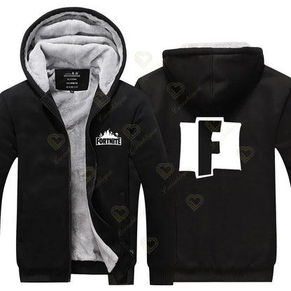 New Arrival Fortnite Men Cool Sweatshirt Battle Game Coat Winter Thick Fleece Warm Zipper Harajuku Hoodie Streetwear