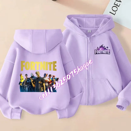 Fortnites Kinder-Kapuzenjacken mit Reißverschluss Anime Fortress Night Sweatshirts Game Frühling Herbst Hoodies Sportbekleidung Kinderkleidung Geschenk